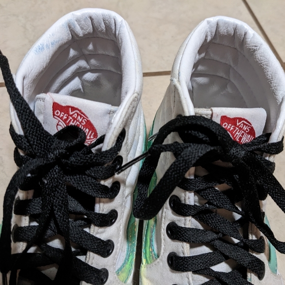 Custom White Checkered Iridescent Hightop Vans - Picture 3 of 3